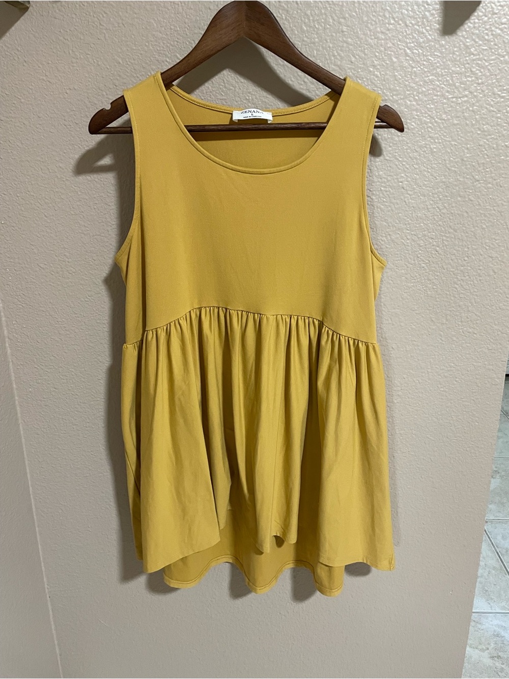 Zenana Outfitters Mustard Smocked Waist Sleeveless Tank